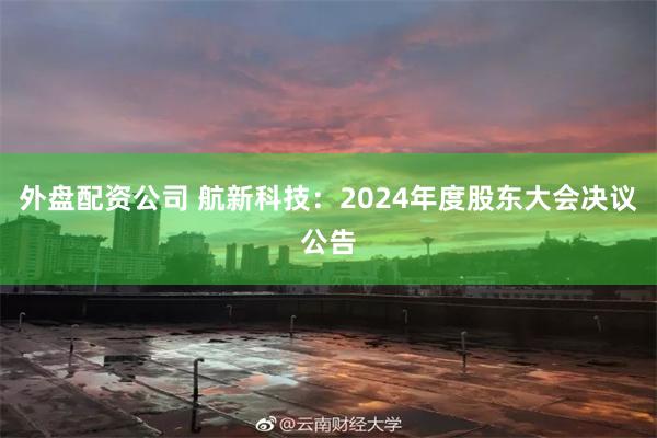 外盘配资公司 航新科技：2024年度股东大会决议公告